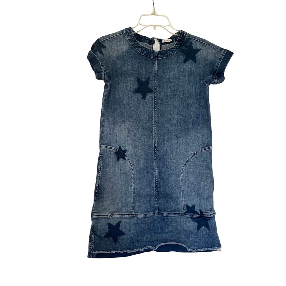 Crewcuts Girls blue Stars Print Denim Short Sleeve Midi Dress Size 12